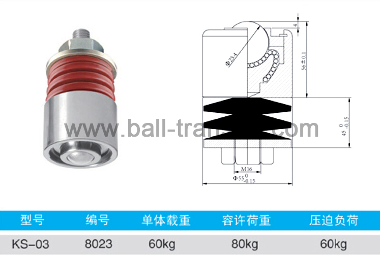 KS-03 Ball Downwards High Shock Resistant Spring Loading Ball Transfer Units