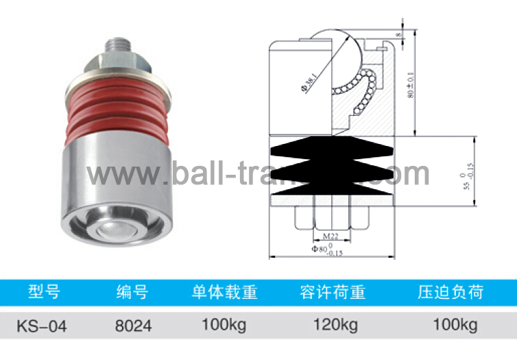 KS-04 External Spring Shock High Load Capacity Ball Transfer Unit Caster