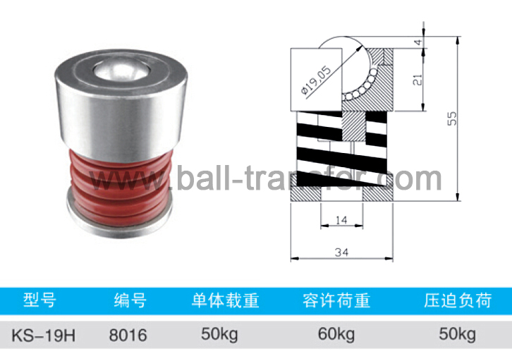 KS-19H External Spring Shock Loaded Heavy Duty Ball Transfer Unit